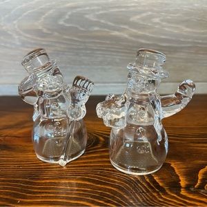 Clear Glass Snowmen Salt & Pepper‎ Shakers